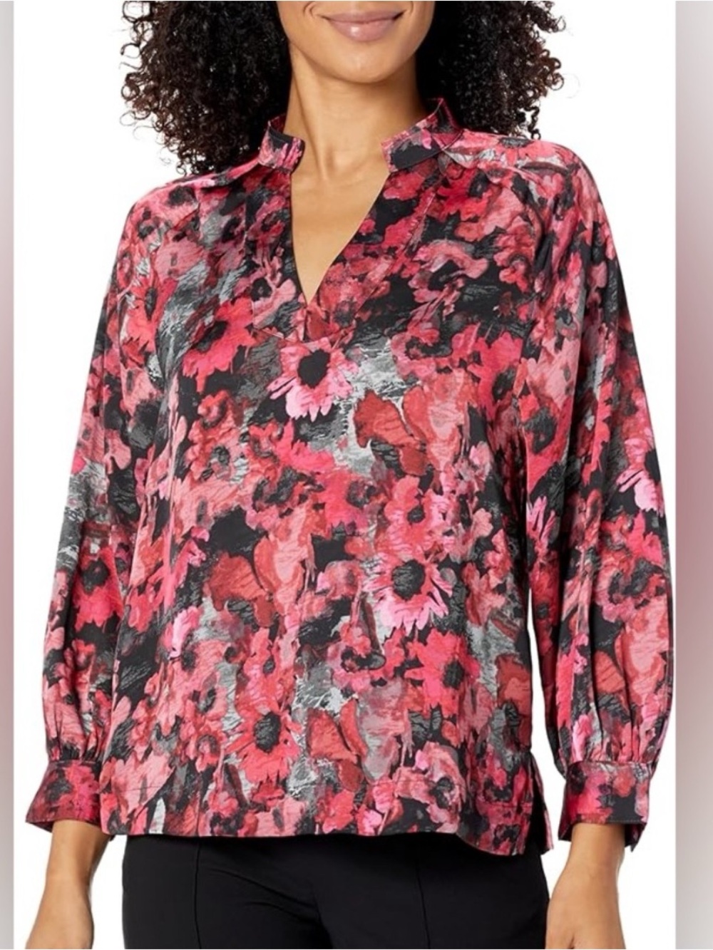 Nic + Zoe Glowing Garden Top In Pink Multi Size XL Luxury Floral